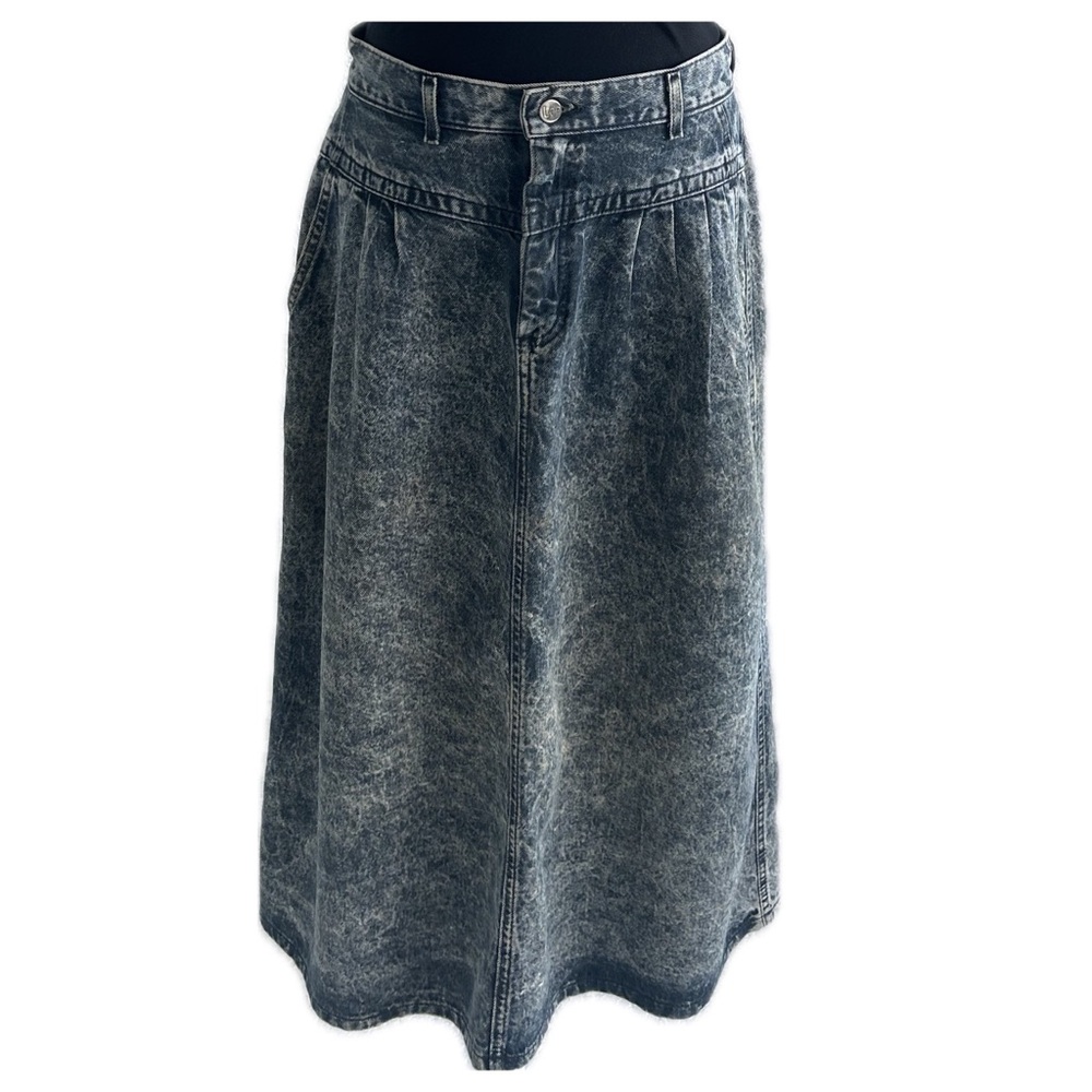 Vintage 80’s Acid Wash Denim Midi Skirt